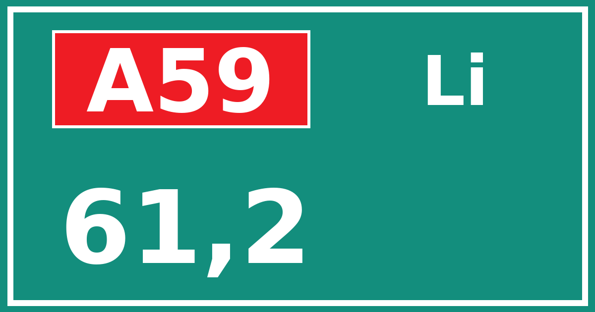Hectometerbord A59 61,2 zijde Li