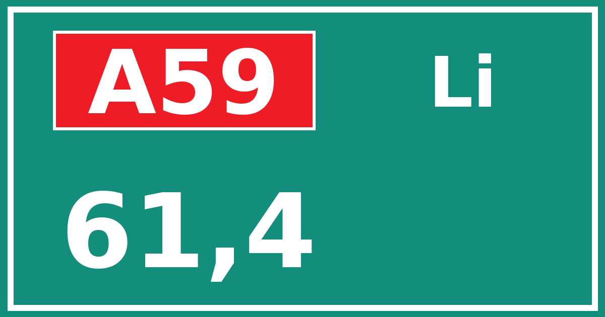 Hectometerbord A59 61,4 zijde Li