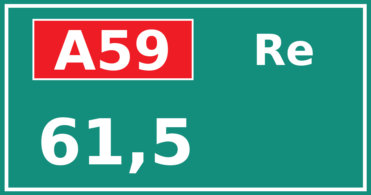 Hectometerbord A59 61,5 zijde Re