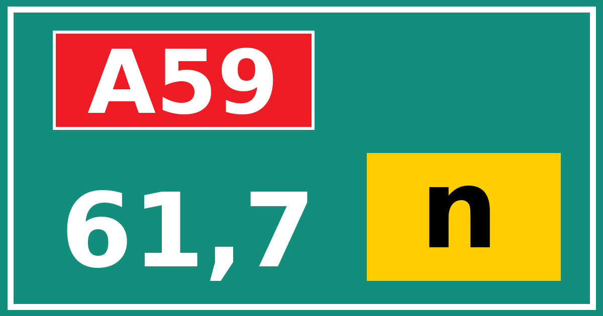 Hectometerbord A59 61,7 letter n
