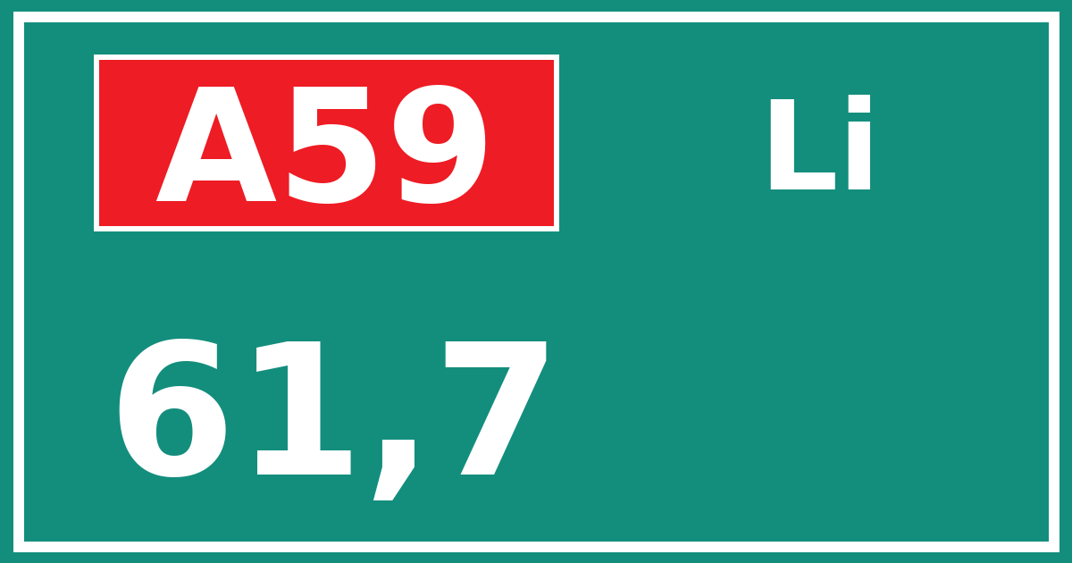 Hectometerbord A59 61,7 zijde Li