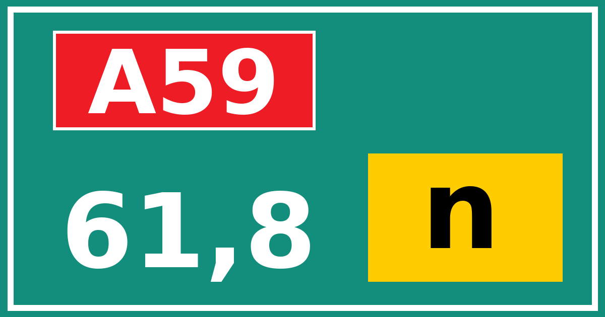 Hectometerbord A59 61,8 letter n