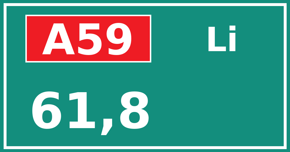 Hectometerbord A59 61,8 zijde Li