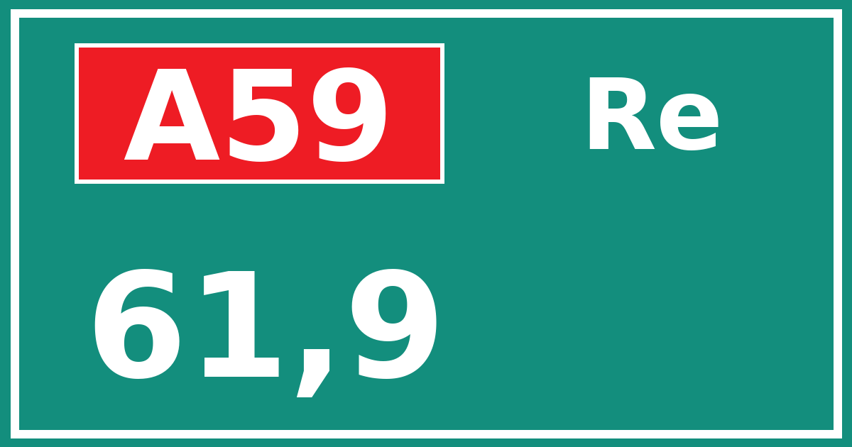 Hectometerbord A59 61,9 zijde Re