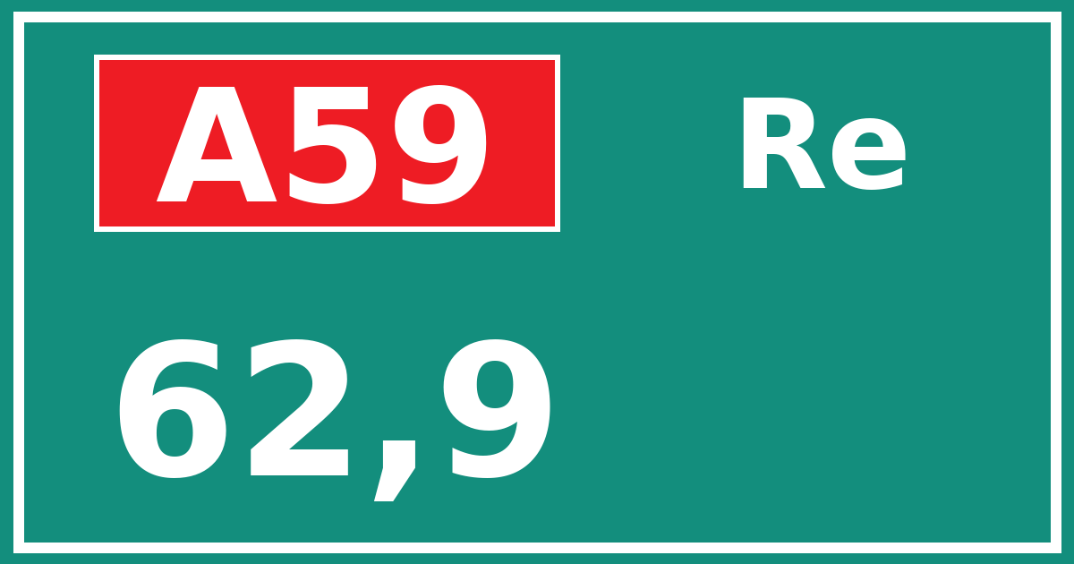 Hectometerbord A59 62,9 zijde Re