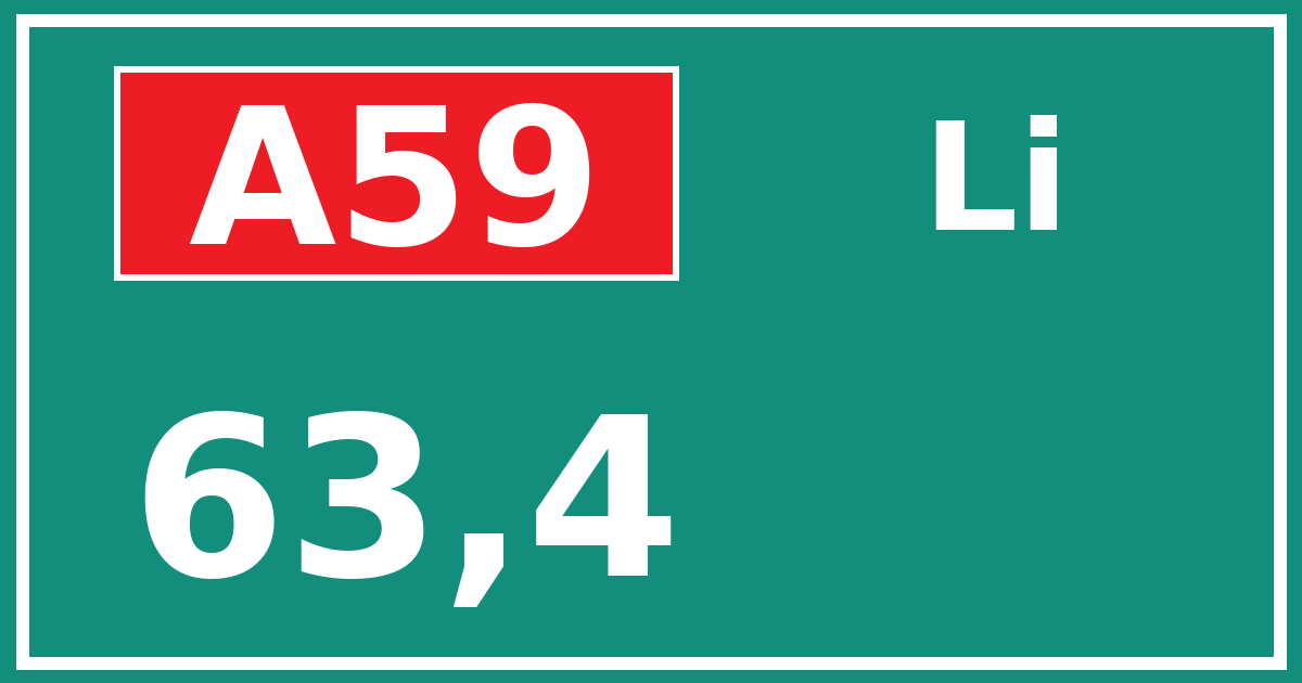 Hectometerbord A59 63,4 zijde Li