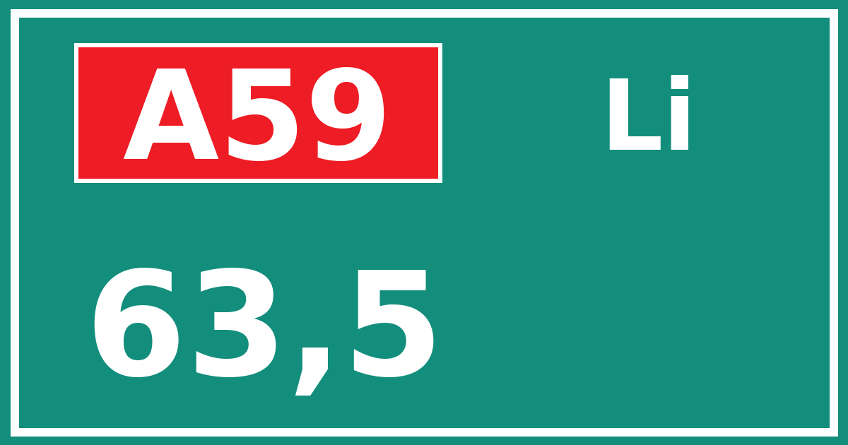 Hectometerbord A59 63,5 zijde Li