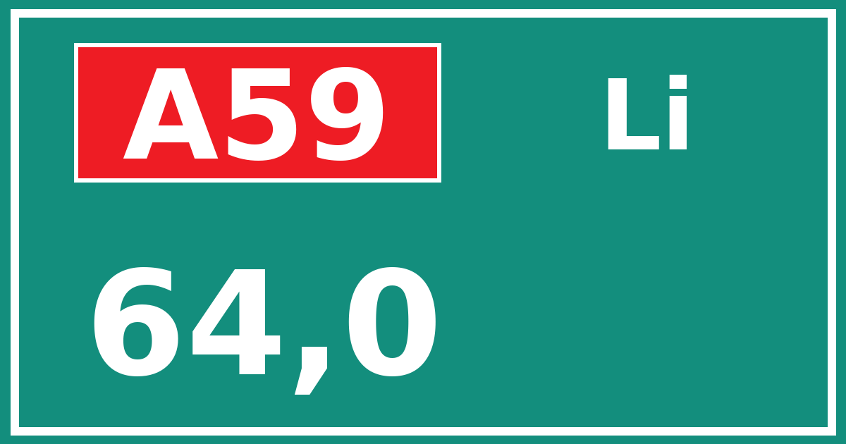 Hectometerbord A59 64,0 zijde Li