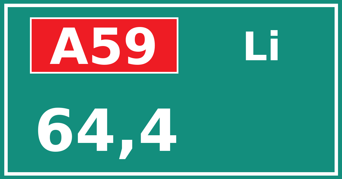 Hectometerbord A59 64,4 zijde Li