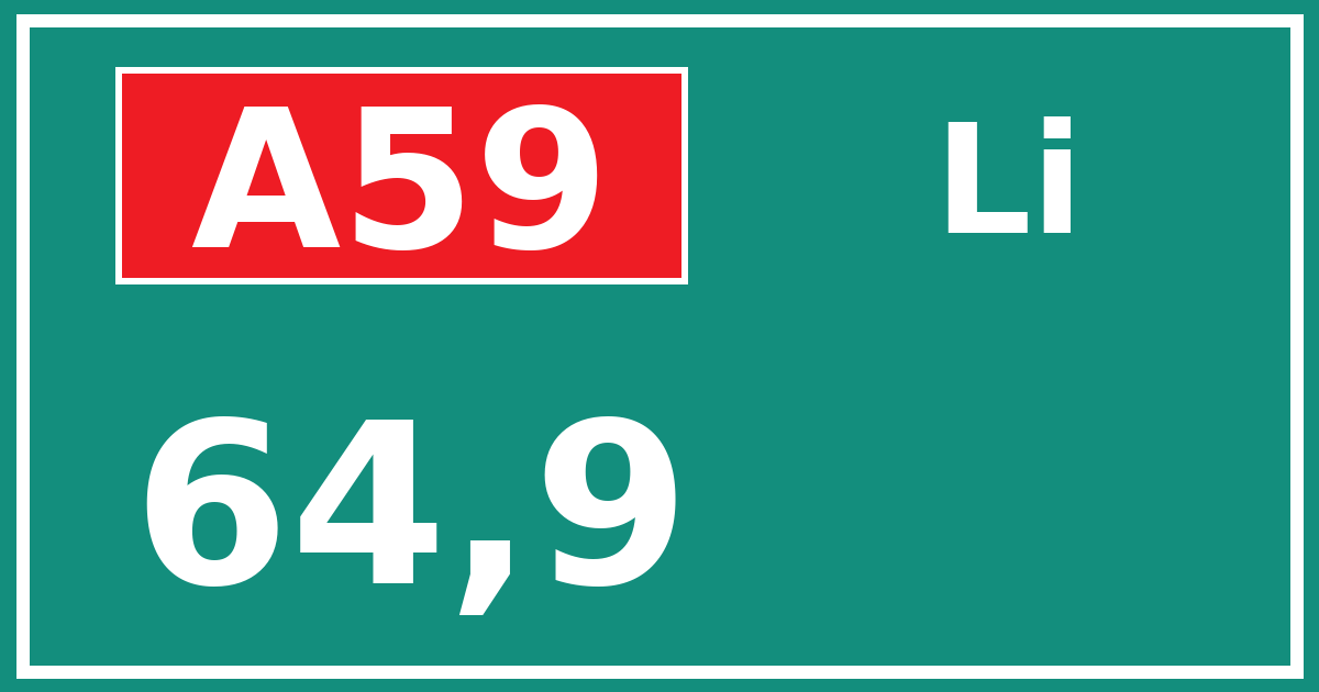 Hectometerbord A59 64,9 zijde Li