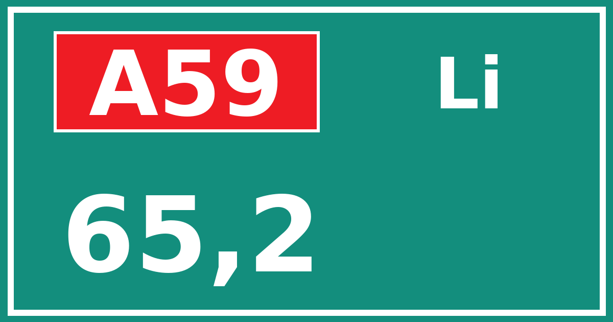 Hectometerbord A59 65,2 zijde Li