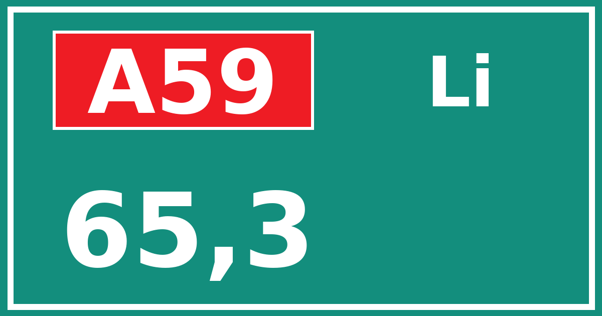 Hectometerbord A59 65,3 zijde Li