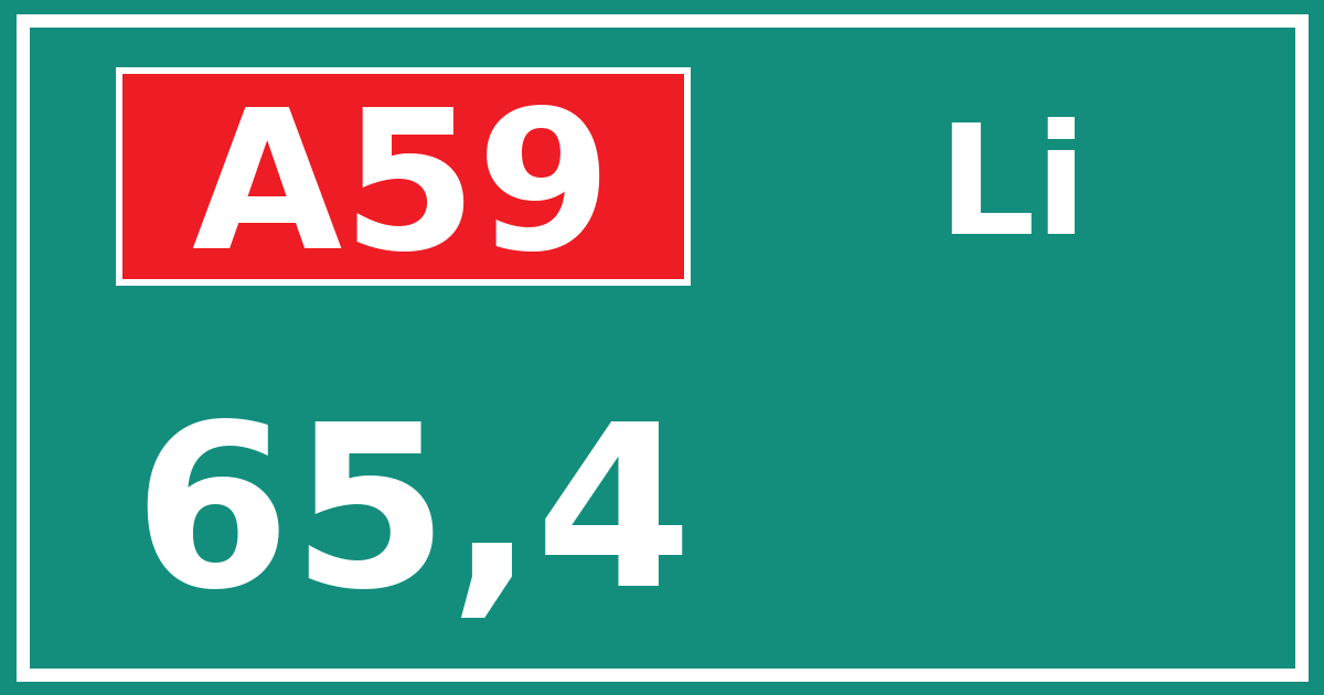 Hectometerbord A59 65,4 zijde Li