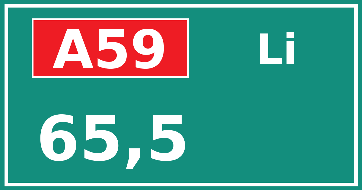 Hectometerbord A59 65,5 zijde Li