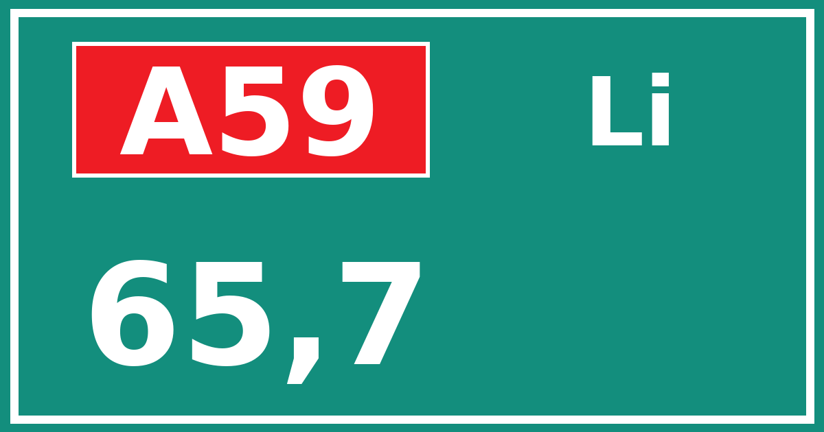 Hectometerbord A59 65,7 zijde Li