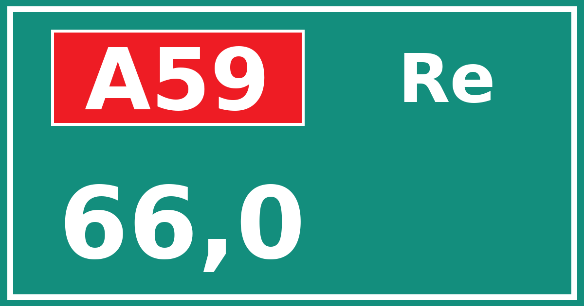 Hectometerbord A59 66,0 zijde Re