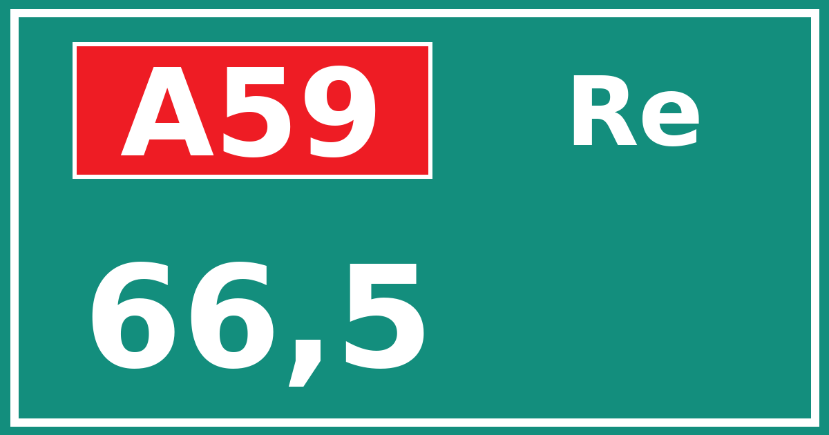Hectometerbord A59 66,5 zijde Re