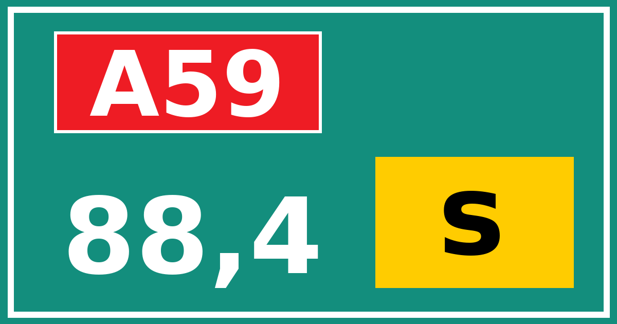 Hectometerbord A59 88,4 letter s