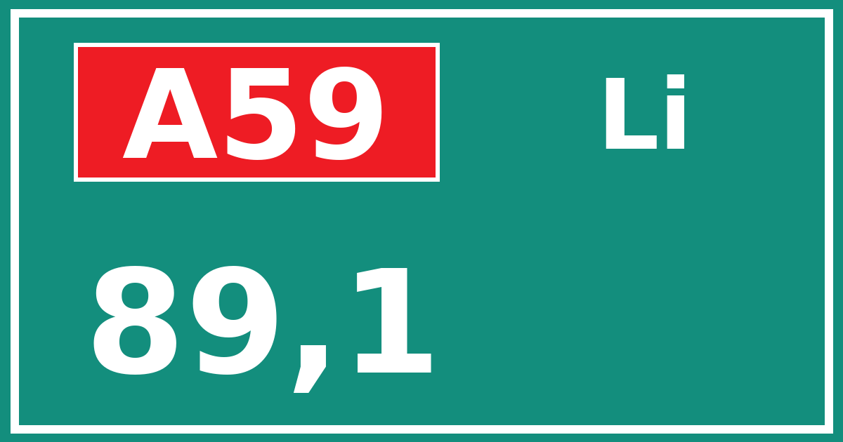 Hectometerbord A59 89,1 zijde Li