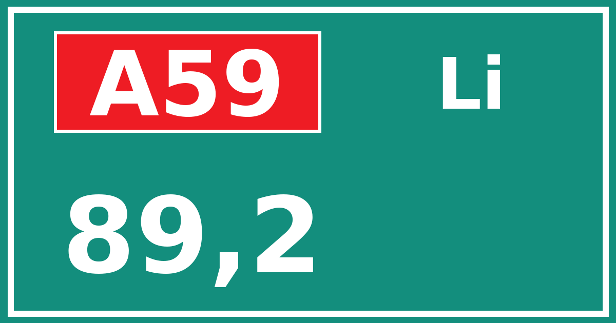Hectometerbord A59 89,2 zijde Li