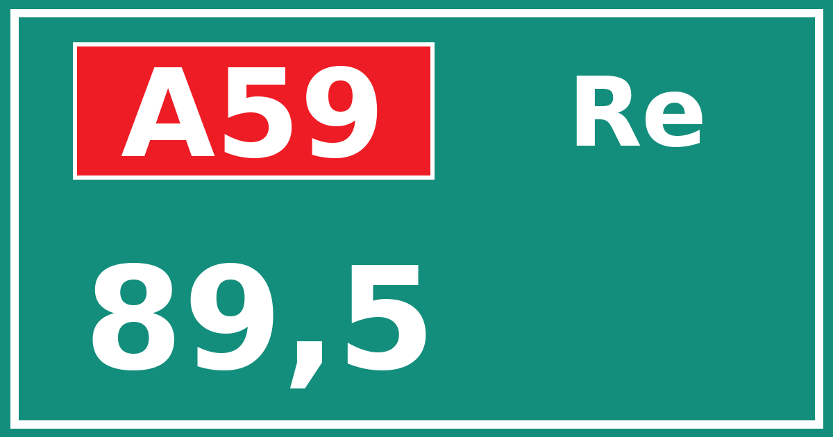Hectometerbord A59 89,5 zijde Re