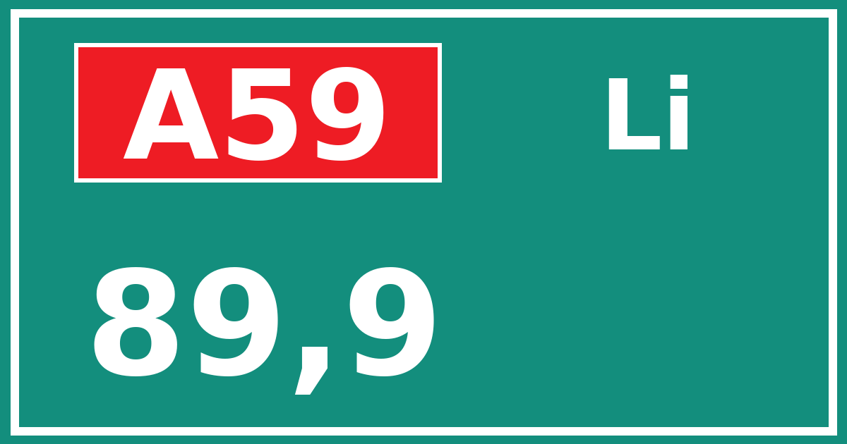 Hectometerbord A59 89,9 zijde Li