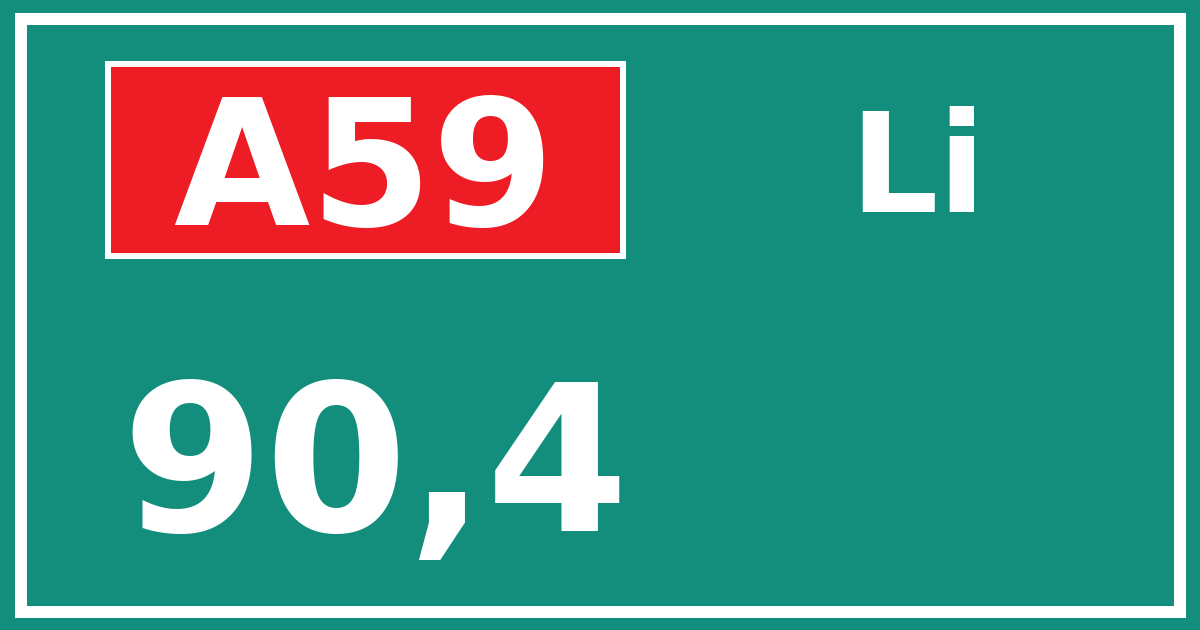 Hectometerbord A59 90,4 zijde Li