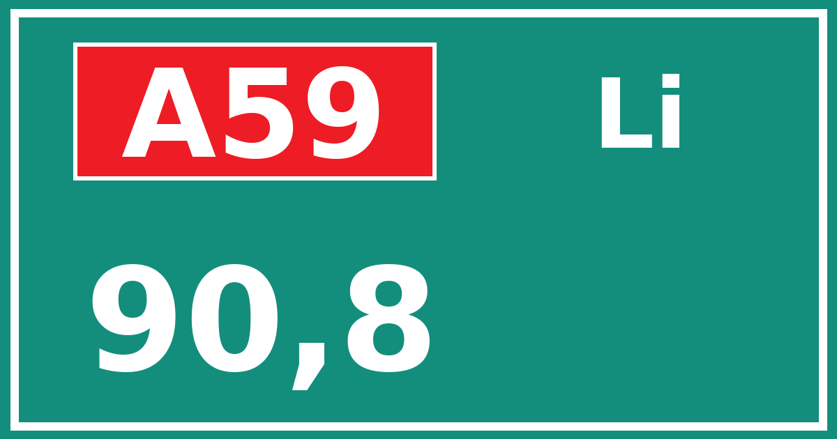 Hectometerbord A59 90,8 zijde Li