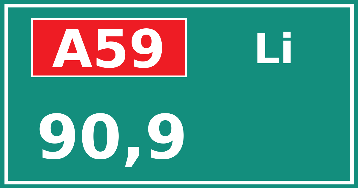 Hectometerbord A59 90,9 zijde Li