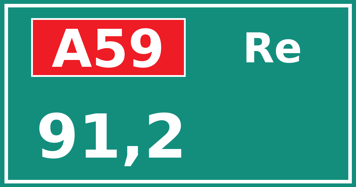 Hectometerbord A59 91,2 zijde Re