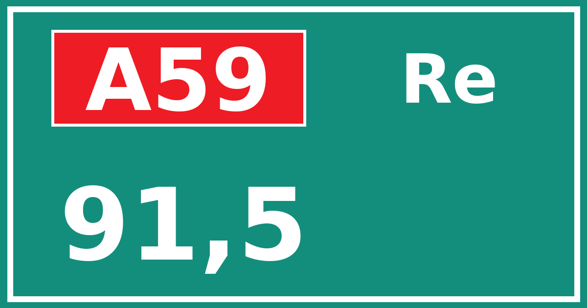 Hectometerbord A59 91,5 zijde Re