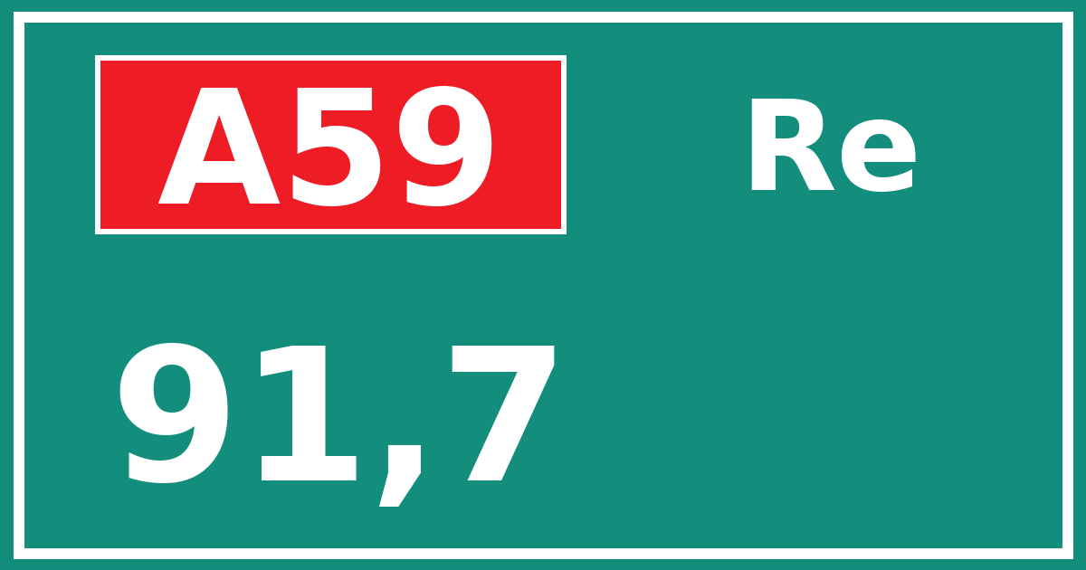 Hectometerbord A59 91,7 zijde Re