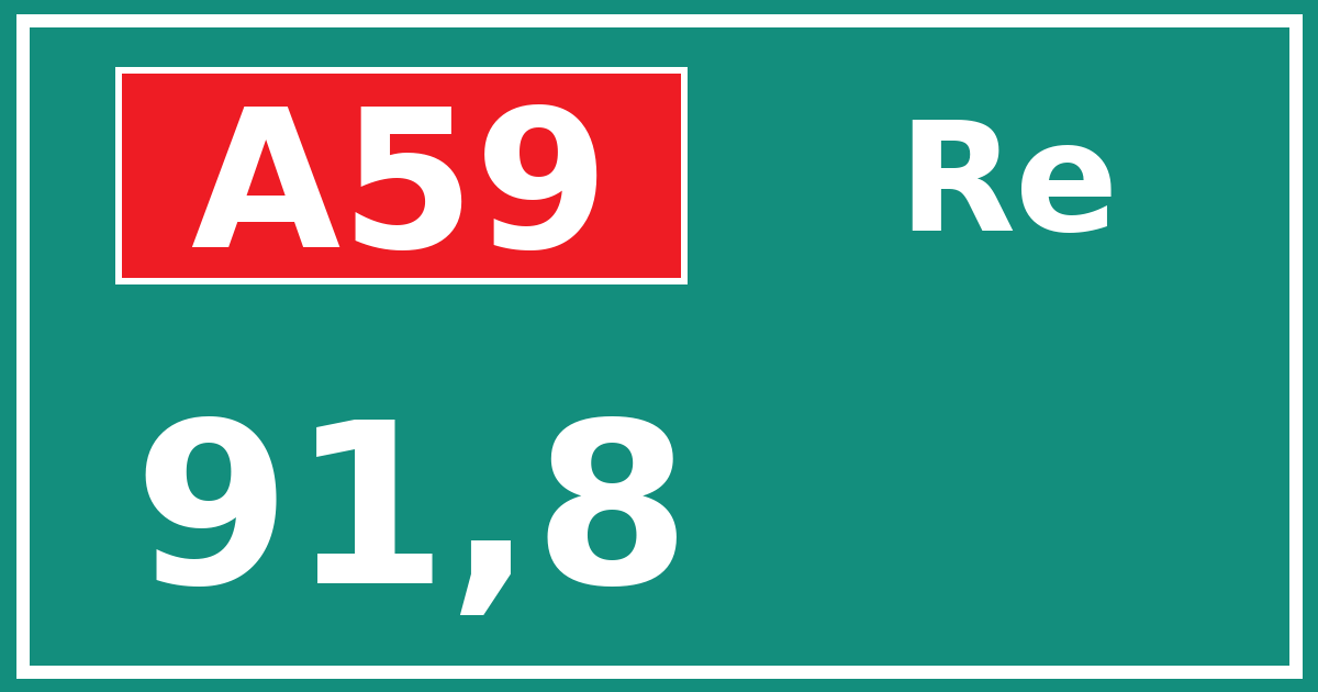 Hectometerbord A59 91,8 zijde Re
