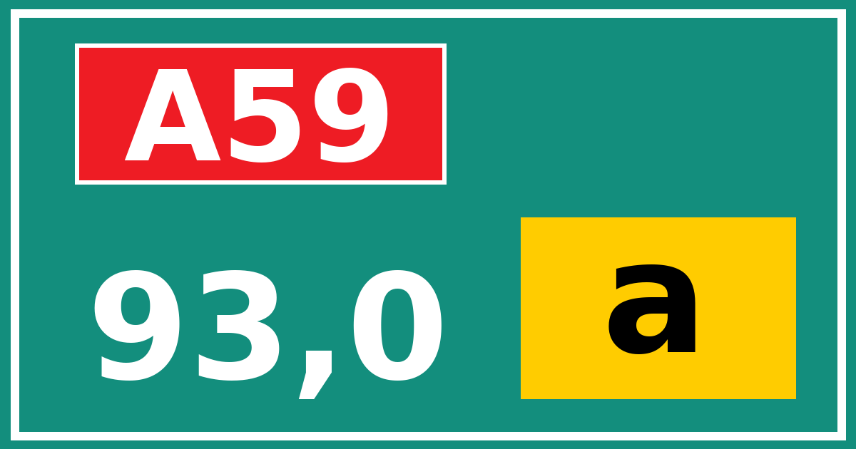 Hectometerbord A59 93,0 letter a