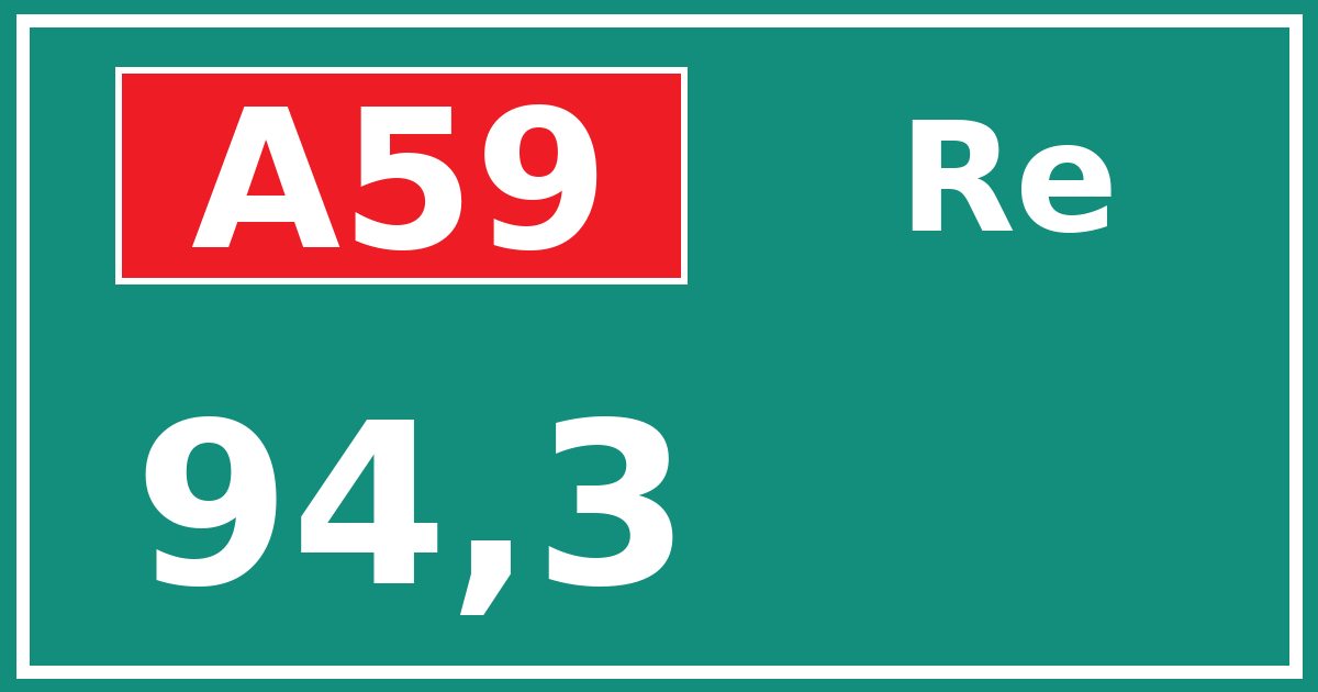 Hectometerbord A59 94,3 zijde Re