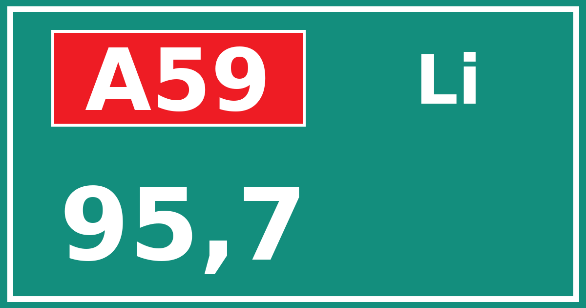 Hectometerbord A59 95,7 zijde Li