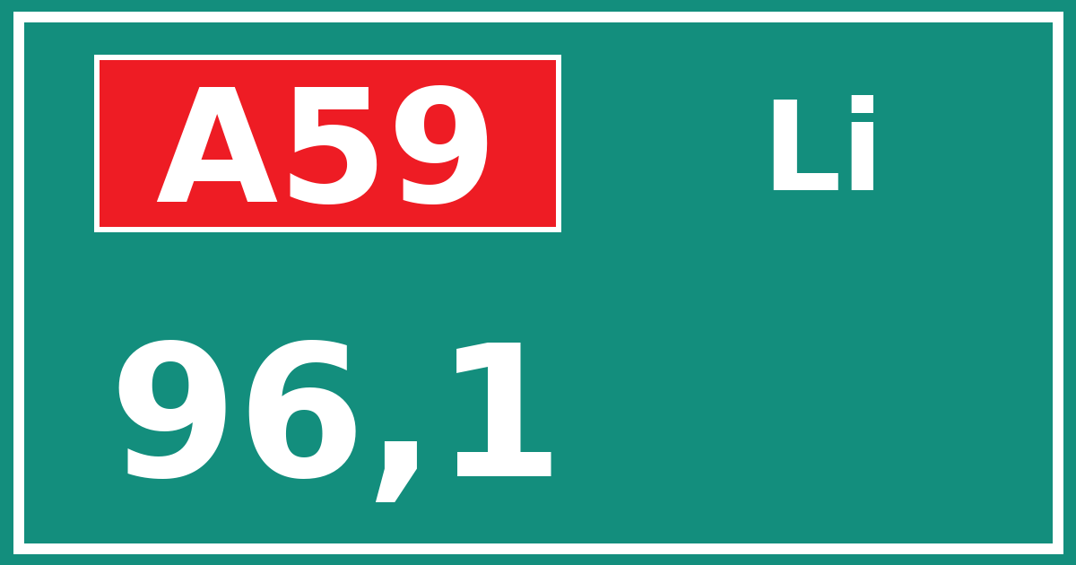 Hectometerbord A59 96,1 zijde Li