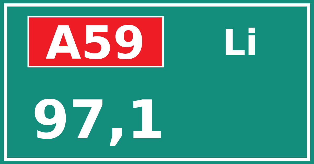 Hectometerbord A59 97,1 zijde Li