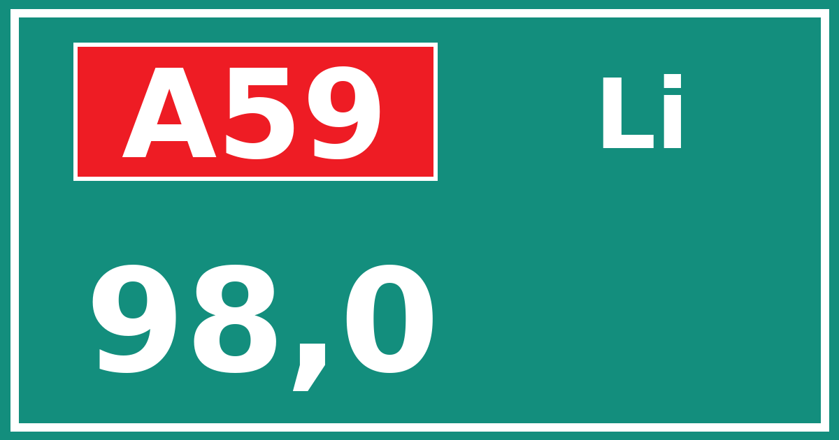 Hectometerbord A59 98,0 zijde Li