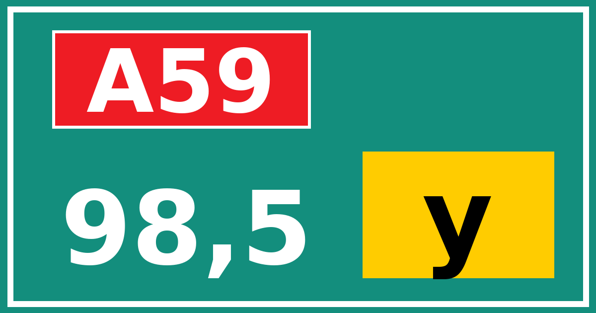 Hectometerbord A59 98,5 letter y