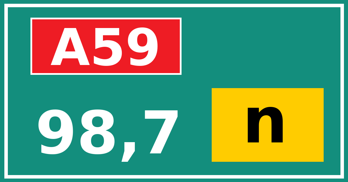 Hectometerbord A59 98,7 letter n