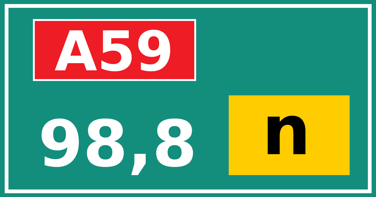 Hectometerbord A59 98,8 letter n