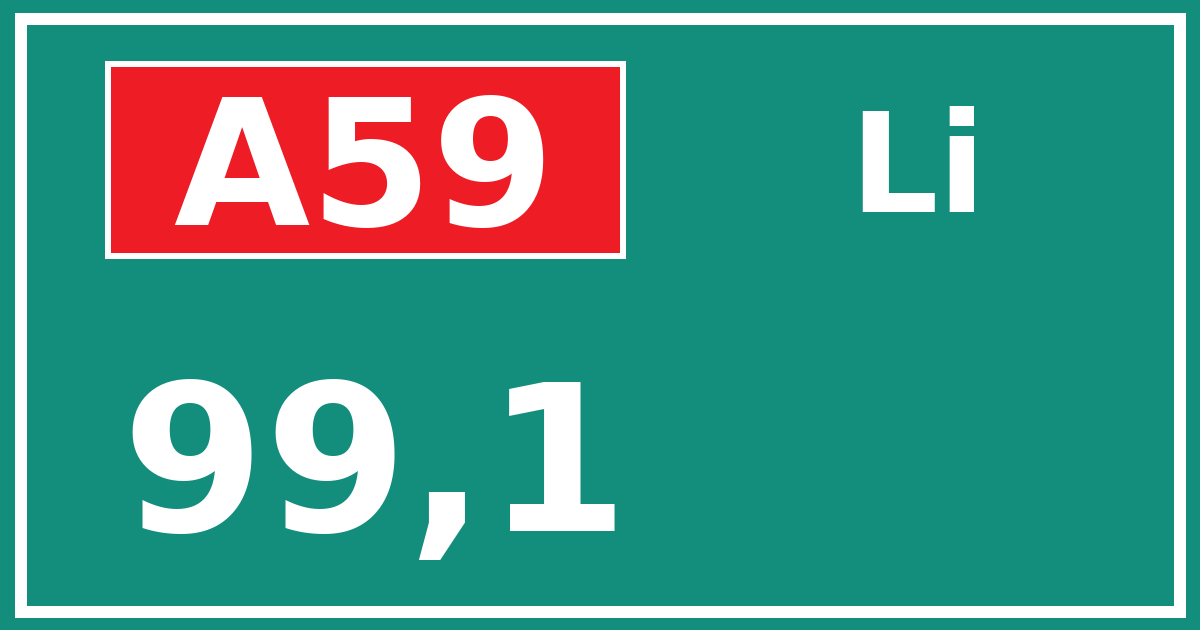 Hectometerbord A59 99,1 zijde Li