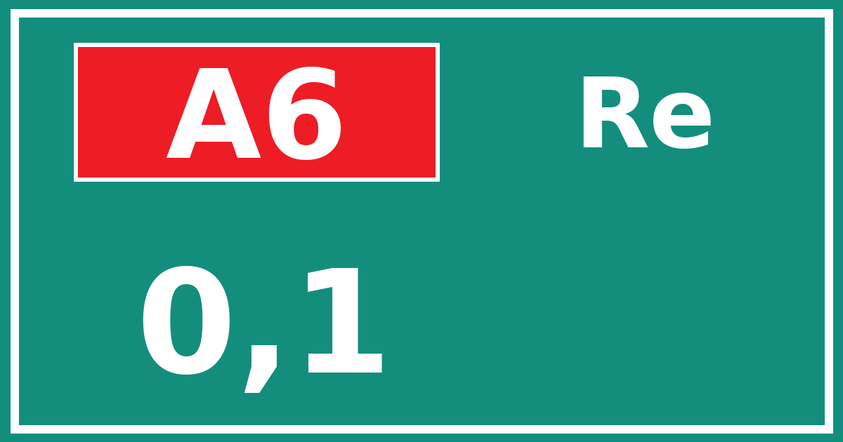 Hectometerbord A6 0,1 zijde Re