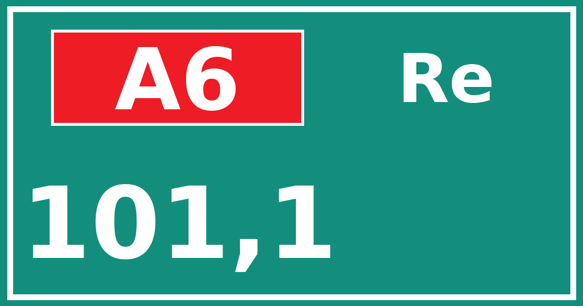 Hectometerbord A6 101,1 zijde Re