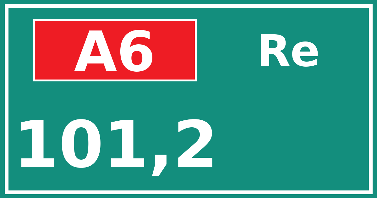 Hectometerbord A6 101,2 zijde Re