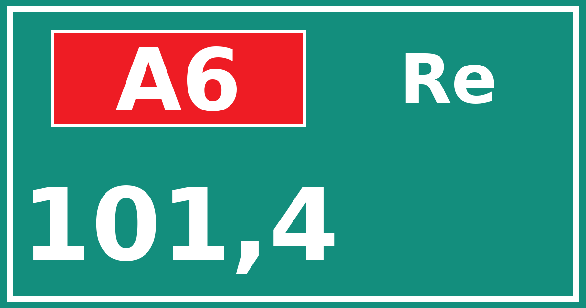 Hectometerbord A6 101,4 zijde Re