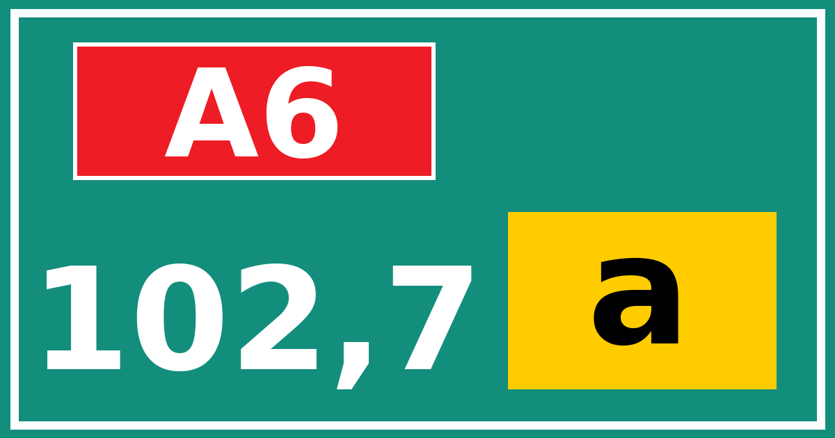 Hectometerbord A6 102,7 letter a