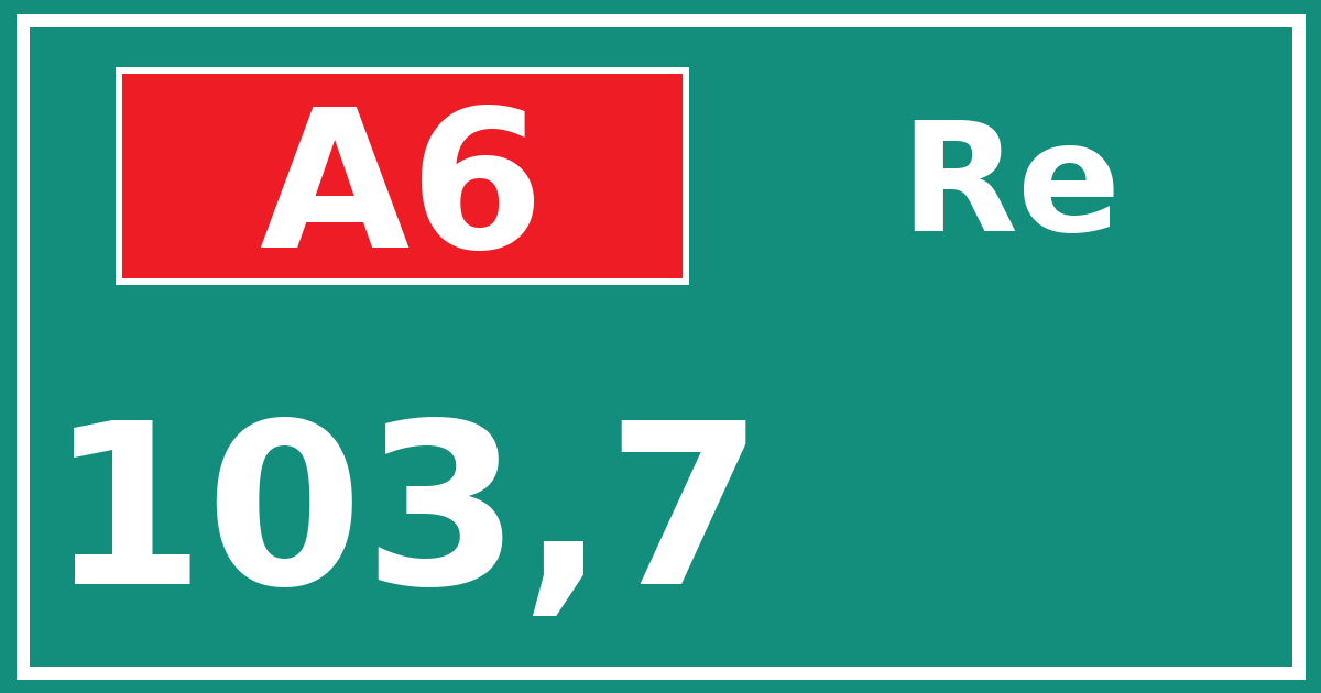 Hectometerbord A6 103,7 zijde Re