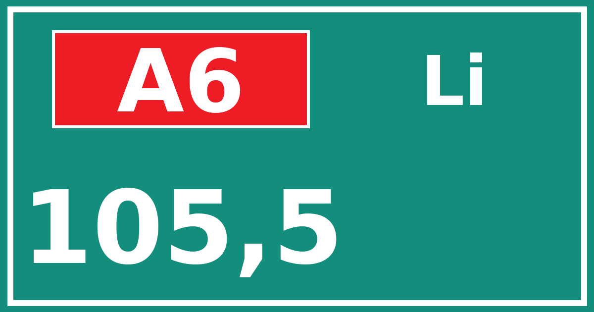 Hectometerbord A6 105,5 zijde Li